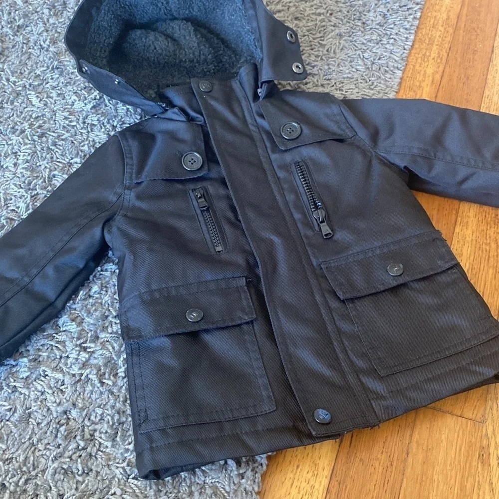 Urban Republic Baby Boy Faux Fur Lined Ballistic Parka Black Size 12 Months